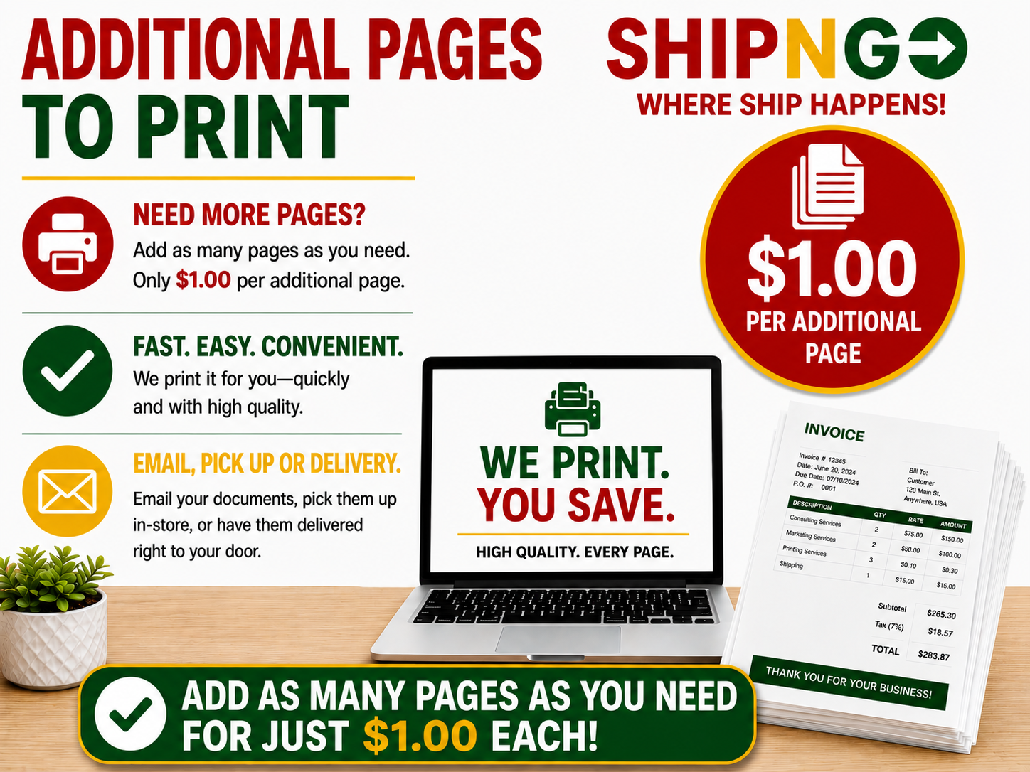 Additional Pages to Print- Black and White