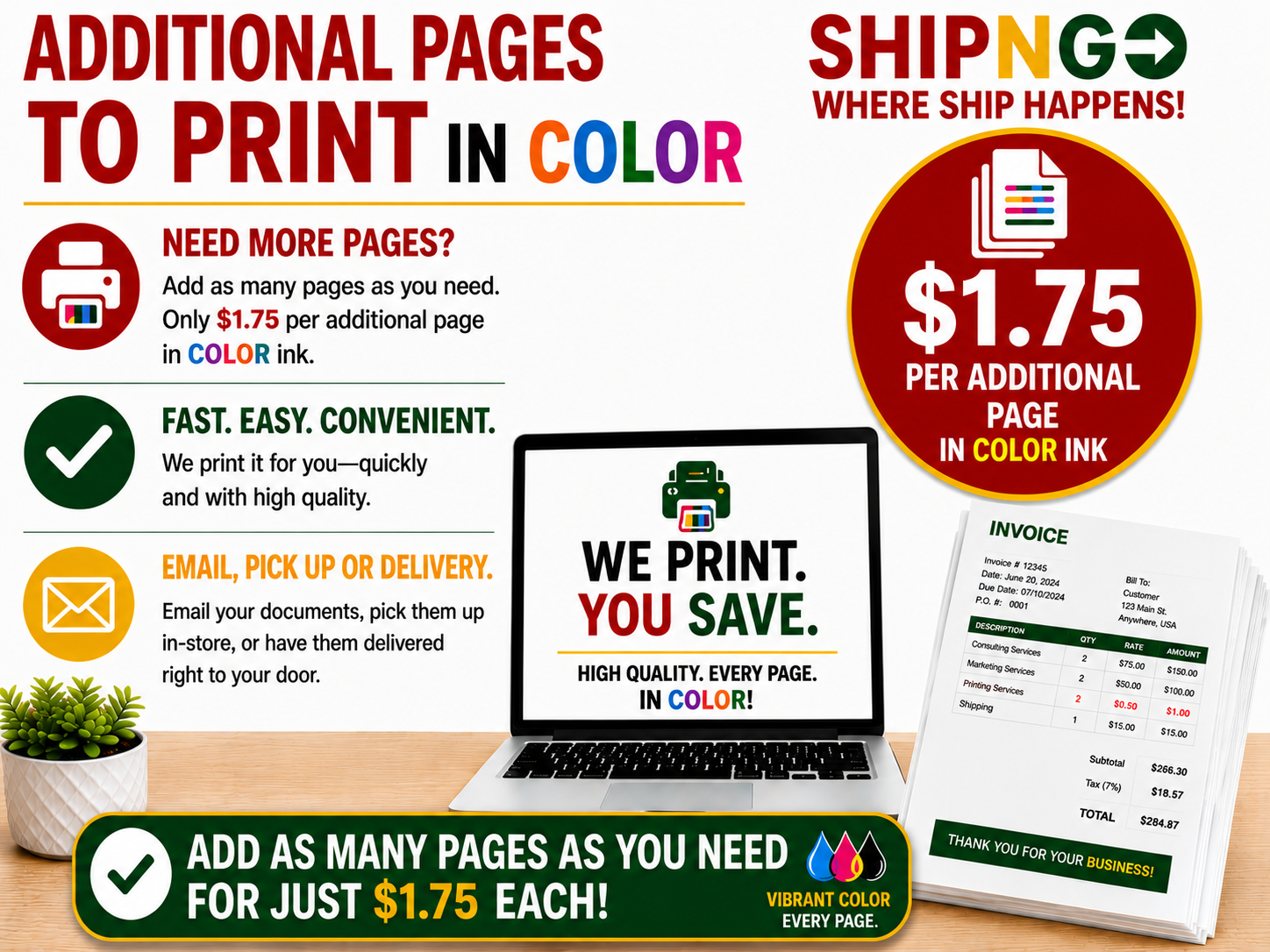 Additional Pages to Print- Color