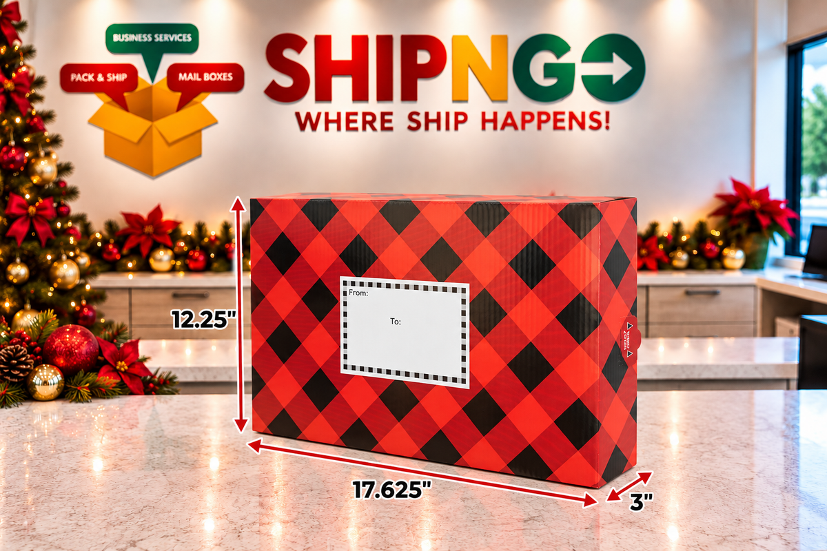 Large Holiday Shipping Box - Red and Black Buffalo Plaid