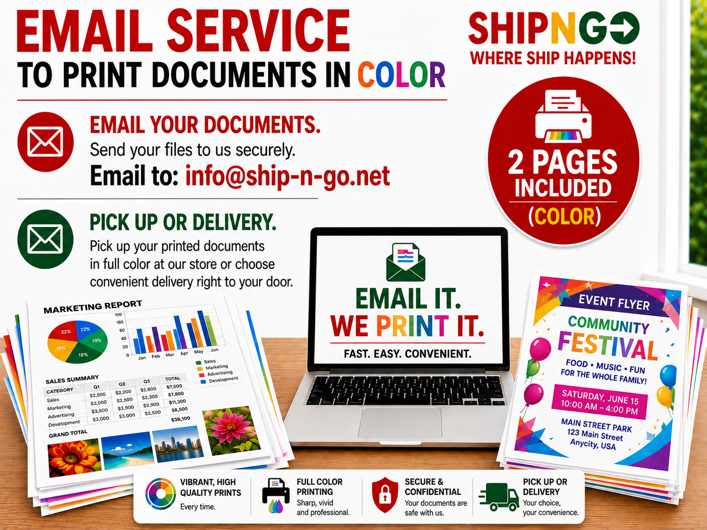 Email to Print Service - Color (Includes 2 pages)